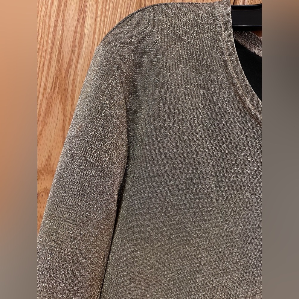 Moschino‎ Pret-A-Porter Gold Metallic Shimmer Long-Sleeve Sweater Top Size 10 - Picture 5 of 14